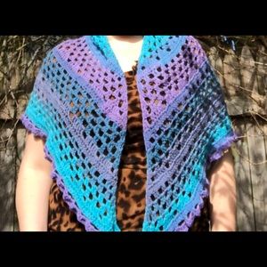 Handmade crochet light, airy boho shawl